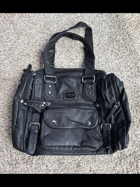 Scarleton Vegan Leather Black Purse Pockets Handles